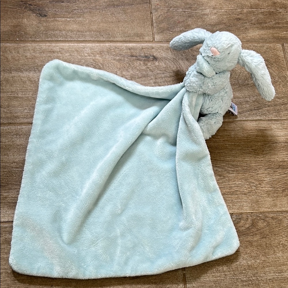 Jellycat Blue Stuffed Bunny Blanket